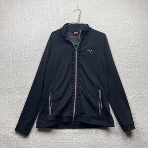 Y2K Puma Running Full Zip Jacket Black Dry Cell Tech Women Size XL Training
